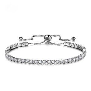 Clear Round Stone Silver Tennis Bracelet